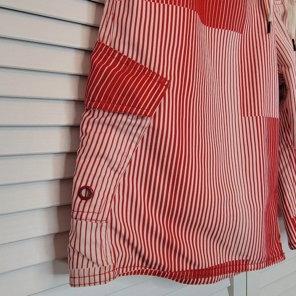 O'NEILL Warmond Striped Seersucker Board Shorts Orange Men Sz 32 Pockets Surfing